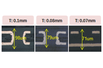 CSP_ UT-CSP 전자회로기판 단면도 -  T:0.1mm 세로 98um/T:0.08mm 세로 79um, T:0.07mm 세로 71um