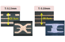 CSP_ UT-CSP 전자회로기판 단면도 - 2Layer T:0.1mm 세로 98um/T:0.08mm 세로 79um, T:0.07mm 세로 71um